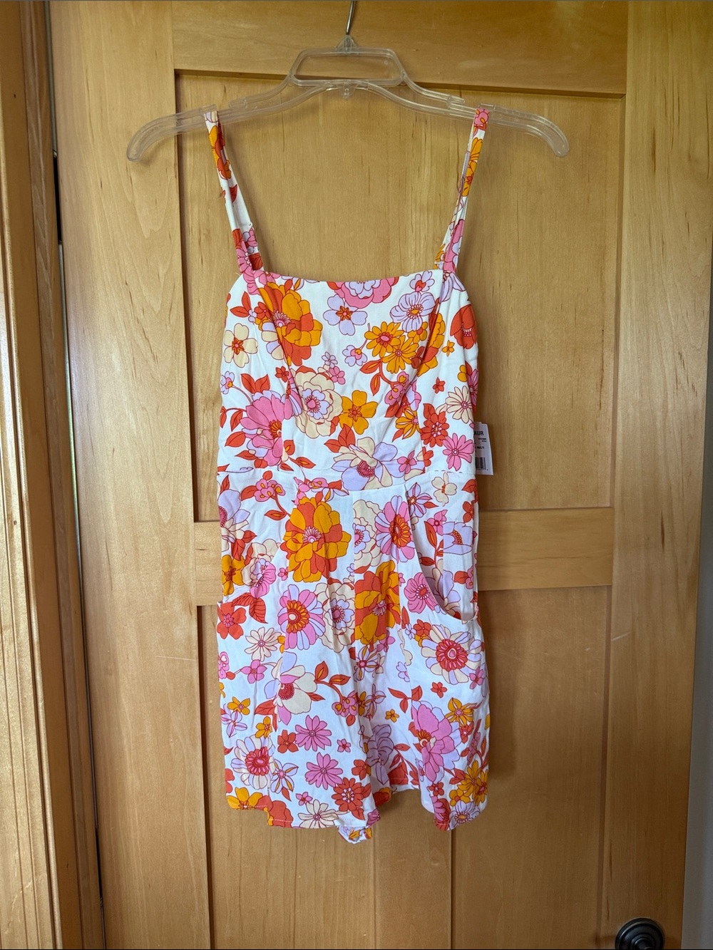 Floral Romper with Pink and Orange Blooms, Size XS, NWT